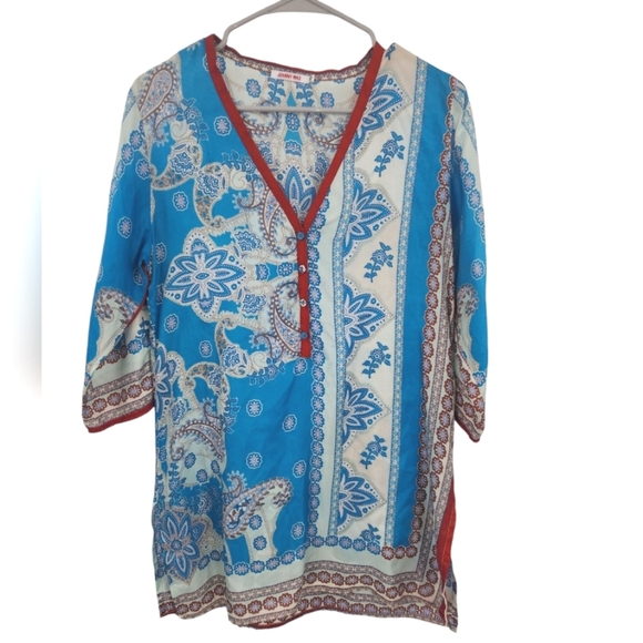 Johnny Was Tops - Johnny Was Silk Floral‎ Blouse XS